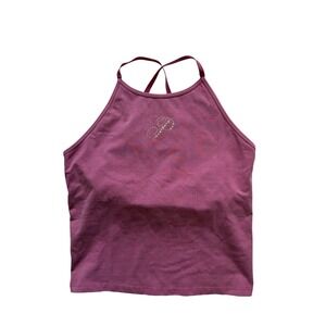 Victoria's Secret PINK All-Day Cotton High-Neck Bra Tank Plum Purple Rhinestone